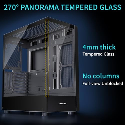 MUSETEX PC CASE ATX 6 PWM ARGB FANS TYPE-C MID TOWER K2 - BLACK