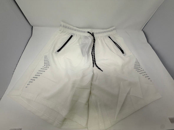 JUMP START PERFORMANCE TRAINING SHORTS ZIPPER POCKETS - SIZE: MEN M - WHITE New