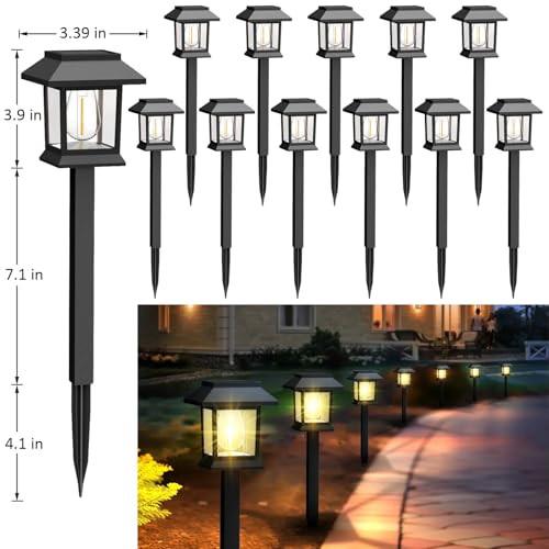 GRELUNA SOLAR LIGHTS OUTDOOR 12 PACK SCHELLA 3000K PATHWAY LIGHTS APP CONTROL New