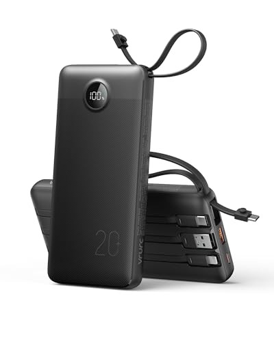 VRURC Portable Charger Slim 20000mAh Power Bank T2047Q - Black