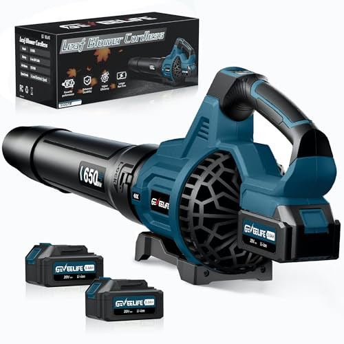GEVEELIFE LEAF BLOWER CORDLESS 650CFM & 3 SPEED LEVELS LB-8195 - BLUE
