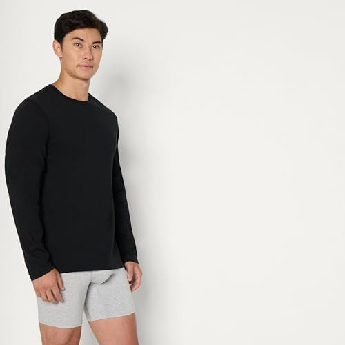 AMAZON ESSENTIALS MENS' SLIM FIT COTTON CREW NECK UNDERSHIRTS BLACK/WHITE M