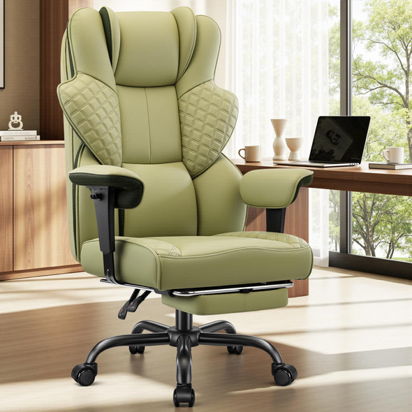 FELIXKING BIG AND TALL OFFICE CHAIR 500LBS - ERGONOMIC DESK CHAIR FOOTREST GREEN