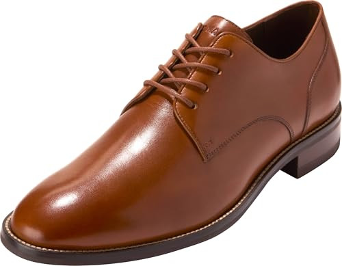 COLE HAAN LENOX HILL OXFORD PLAIN TOE BRITISH TAN/BLACK/DK NATURAL SIZE 9.5