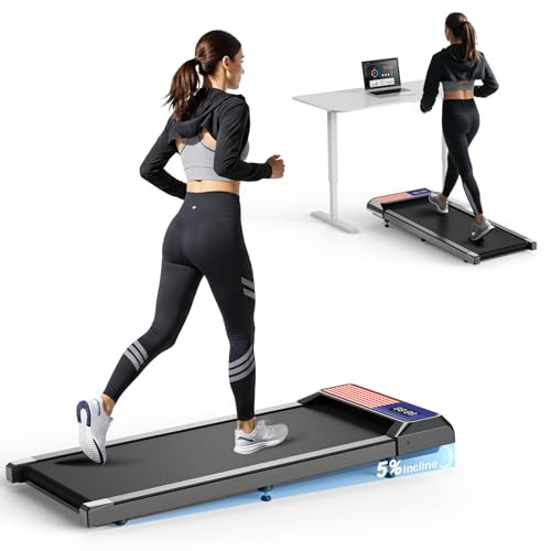 LIYLOU WALKING PAD TREADMILL, PORTABLE, 2.5 HP, 15" X 35.4" RUNNING - BLACK