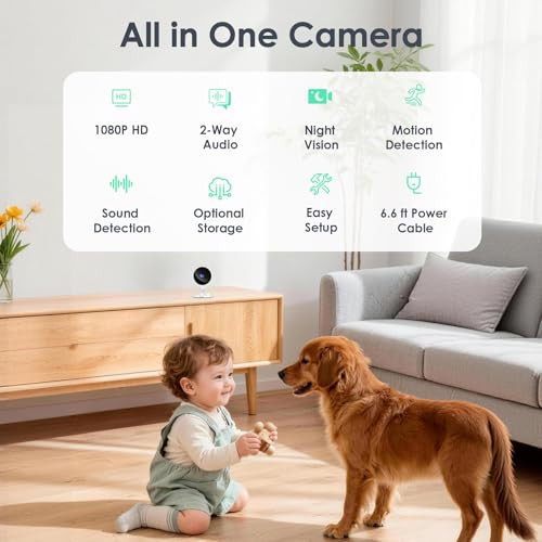 YOTON INDOOR SECURITY CAMERA 2.4GHZ 2PCS BABY MONITOR PET CAMERA - WHITE