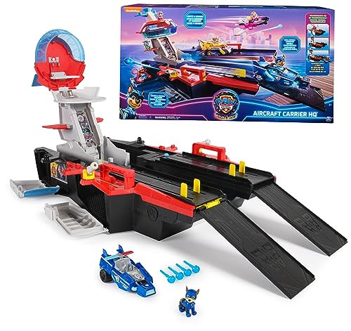 PAW PATROL: THE MIGHTY MOVIE AIRCRAFT CARRIER HQ CHASE ACTION FIGURE - BLUE
