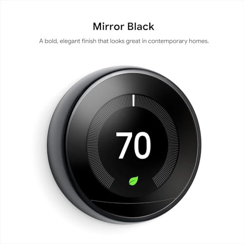 GOOGLE NEST LEARNING THERMOSTAT 3RD GEN PROGRAMMABLE SMART A0013 - MIRROR BLACK