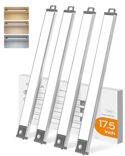 GOODEA 17.5" UNDER CABINET LIGHTING 4500MAH RECHARGEABLE LIGHT, 4 PACK - SILVER