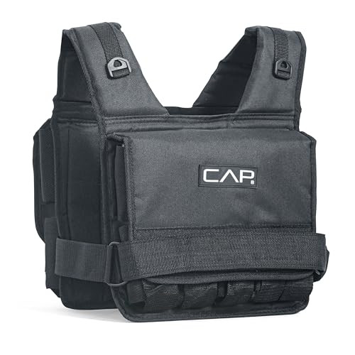 CAP BARBELL WORKOUT VEST WEIGHTED 20 LBS REMOVABLE IRON WEIGHTS - BLACK