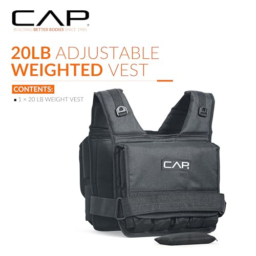 CAP BARBELL WORKOUT VEST WEIGHTED 20 LBS REMOVABLE IRON WEIGHTS - BLACK