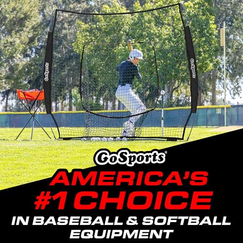 GOSPORTS 7 FT X 7 FT BASEBALL & SOFTBALL NETS, HITTING, PITCHING, 7X7, BLACK