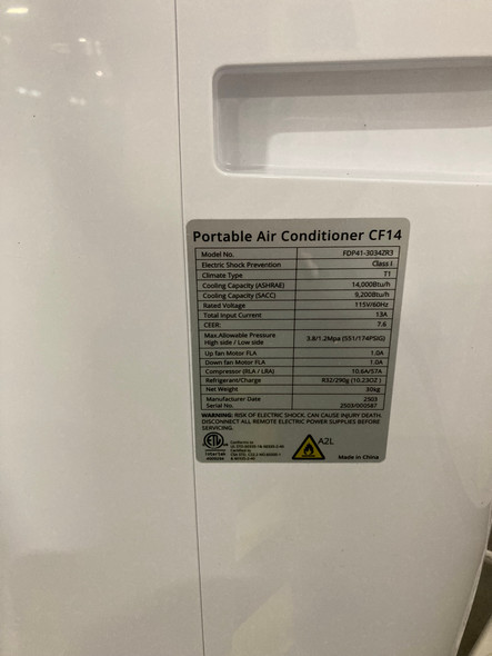 GARVEE 14,000 BTU PORTABLE AIR CONDITIONER COOLS UP TO 750 SQ.FT, 4-IN-1 - WHITE