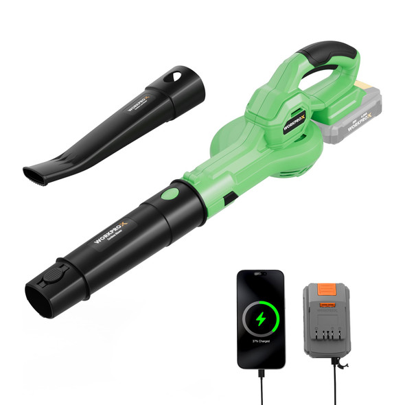WORKPROX LEAF BLOWER CORDLESS, 20V ELECTRIC BLOWER, WX125309A - GREEN