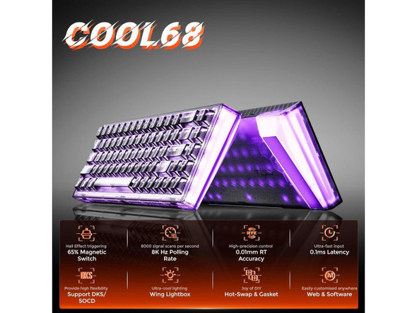 DAREU COOL68 65% Wired Gaming Keyboard, Rapid Trigger Magnetic Switch Keyboard
