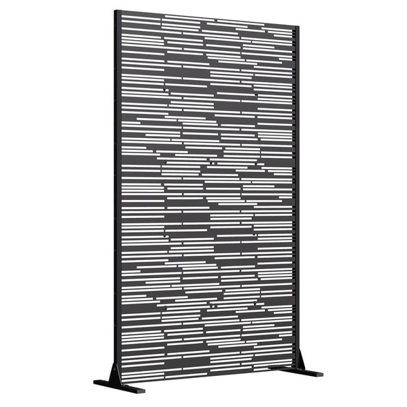 EROMMY 72" H METAL PRIVACY SCREEN (CONSIST OF 5 PANELS) - BLACK