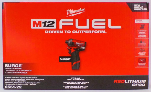 MILWAUKEE M12 FUEL SURGE 1/4 IN. HEX HYDRAULIC DRIVER 2 BATTERY KIT - RED