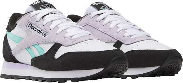 REEBOK CLASSIC LEATHER WOMEN'S SHOES 100209565 - SIZE: 7.5 - WHITE/AQUA/BLACK New