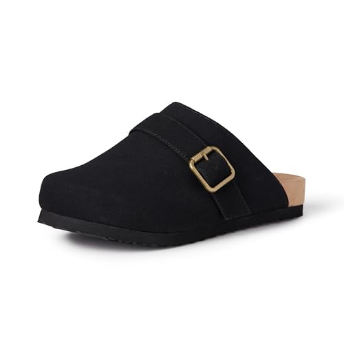 AMAZON ESSENTIALS WOMEN'S CLOGS - SIZE: 9 - BLACK FAUX SUEDE/FAUX FUR New