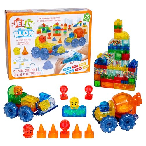 JELLY BLOX CONSTRUCTION SITE SET INCLUDES 75 PIECES TODDLER PRESCHOOL MULTI