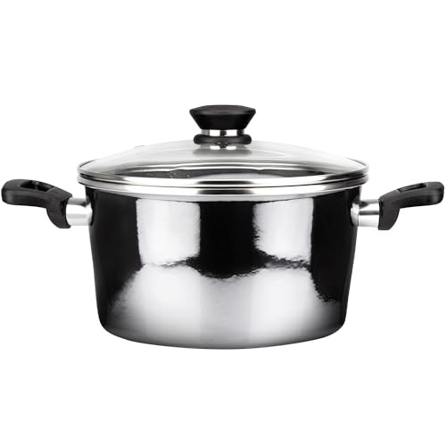 VITREX METALLIC 7.8-INCH STOCKPOT WITH LID PORCELAIN ON STEEL - BLACK New