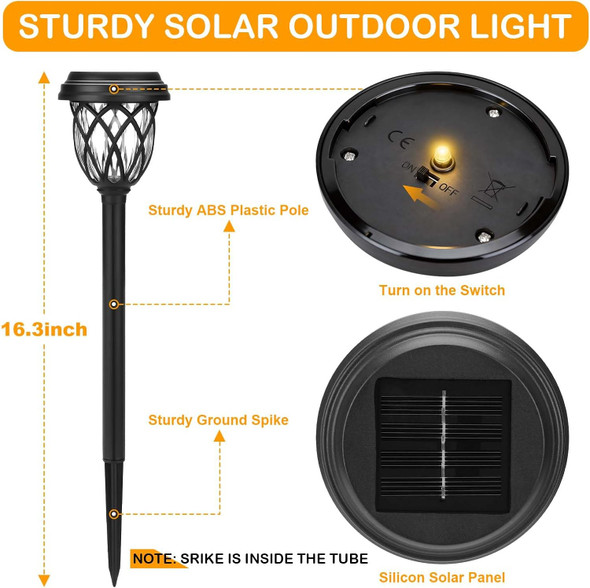 RUHOTILI SOLAR LIGHTS OUTDOOR 12 PACK SOLAR GARDEN LIGHTS WATERPROOF - BLACK