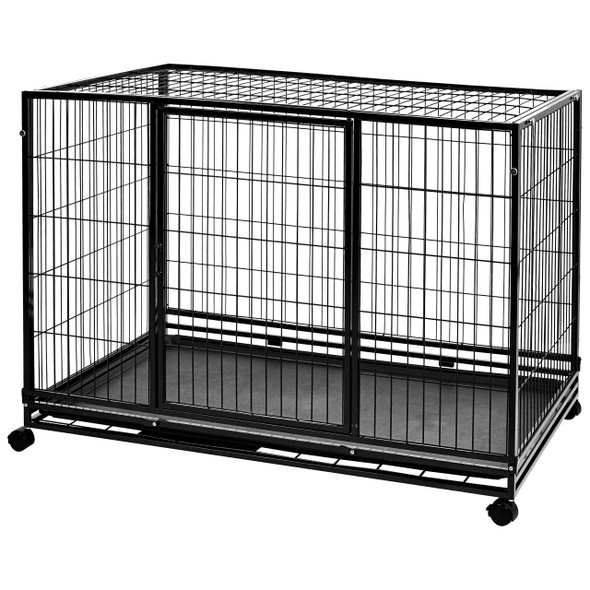 AMAZON BASICS PORTABLE HEAVY DUTY STACKABLE DOG KENNEL TRAY 48.2" L - BLACK