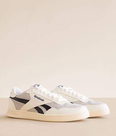 REEBOK COURT ADVANCE-SUEDE UNDERLAY - SIZE: MEN 9.5 - BEIGE BLK WHITE New