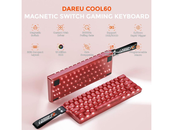 DAREU COOL60 60% Hall Effect Gaming Keyboard with Magnetic Switch, SOCD, 0.01mm