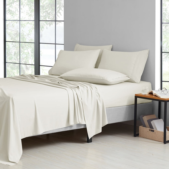 KATHY IRELAND 2000 THREAD COUNT COTTON 6 PC SHEET SET, KING SIZE - IVORY
