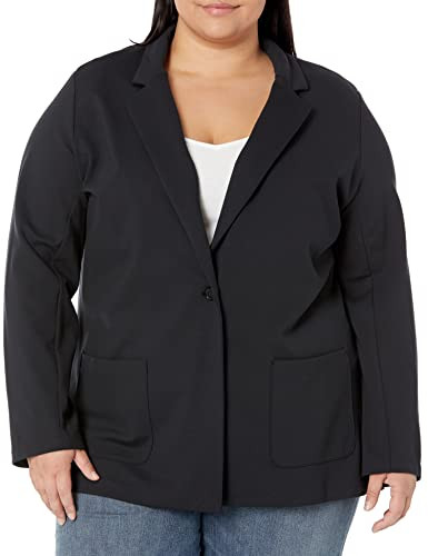 AMAZON ESSENTIALS WOMEN'S RELAXED-FIT SOFT PONTE BLAZER - LARGE - BLACK New