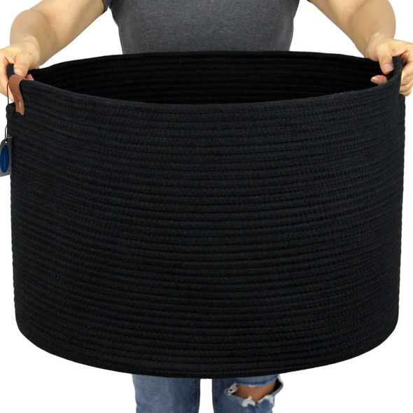 CASAPHORIA XXXLARGE COTTON ROPE BASKET FOR LIVING ROOM - WOVEN STORAGE BASKET New