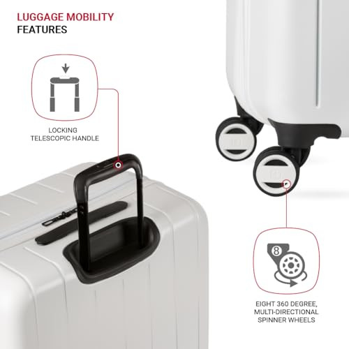 SWISSGEAR WANDERLUST PRO LIGHTWEIGHT EXPANDABLE SPINNER 3-PIECE SET 8092 - WHITE