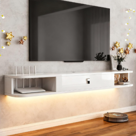 GENERIC 55.1" FLOATING TV STAND WITH LED LIGHTS FOR 55/65 INCH TV - WHITE