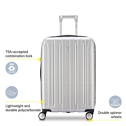 DELSEY PARIS TITANIUM HARDSIDE EXPANDABLE LUGGAGE CARRY-ON 21 INCH - SILVER New