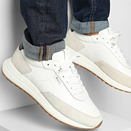 BOSS VINSTON RUNNER SNEAKERS 50552859 OPEN WHITE - SIZE: MEN 9 - OPEN WHITE