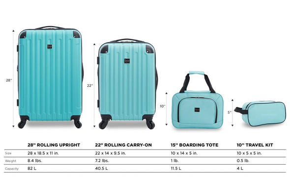 Travelers Club Midtown Hardside 4-Piece Luggage Travel Set, Emerald