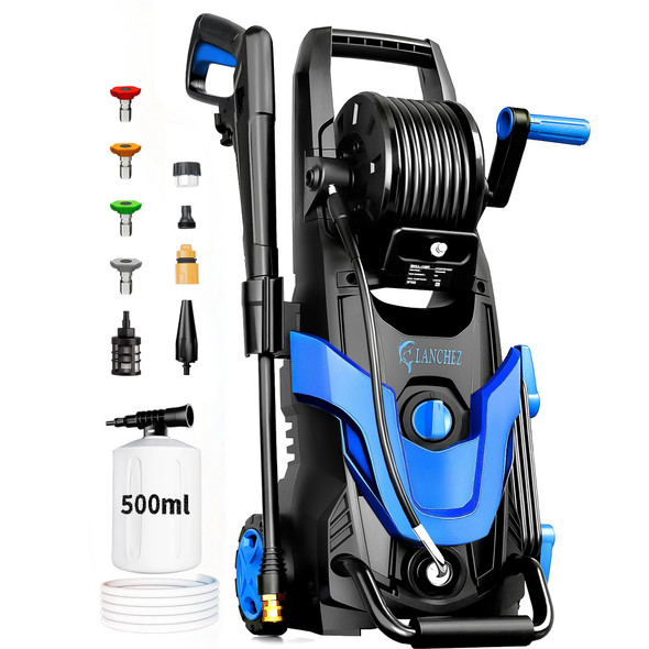LANCHEZ NEW UPGRADE PRESSURE POWER WASHER 4800PSI 4 QUICK CONNECT NOZZLES BLUE