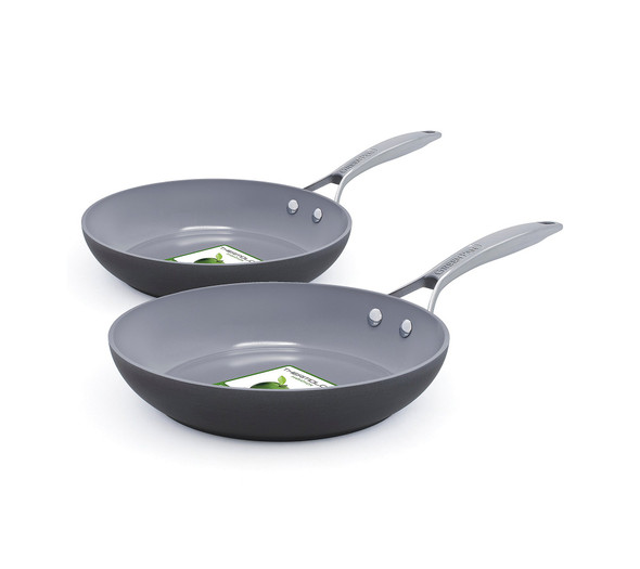 GREENPAN PARIS PRO HARD ANODIZED CERAMIC 8" & 10" FRYING PAN SKILLET SET - GRAY