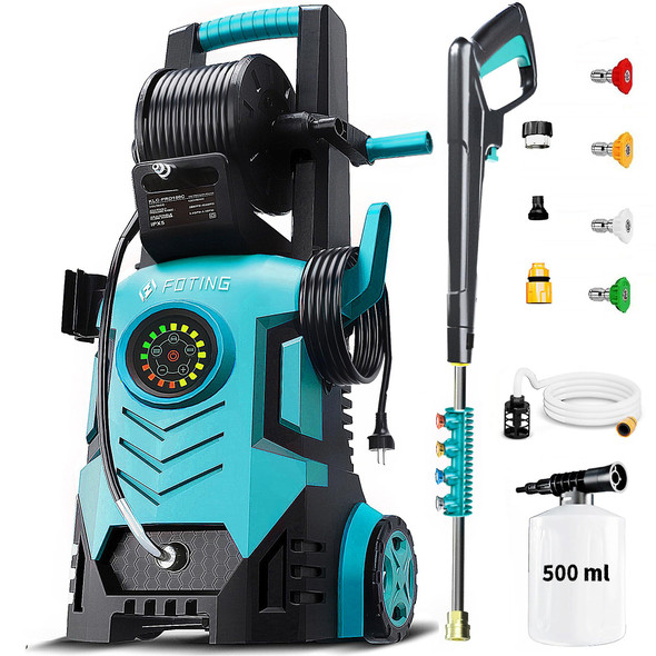 FOTING PRESSURE WASHER 5000PSI ADJ-8-LEVEL TOUCH SCREEN 34" TALL - BLUE