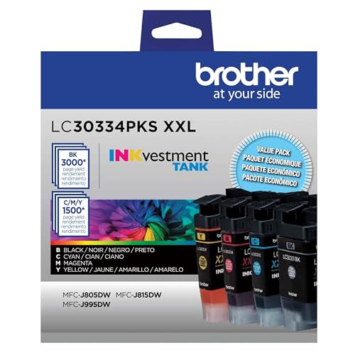 Brother Genuine LC30334PKS 4-Pack, Super High-Yield INKvestment Tank Ink New