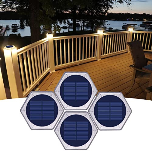 YILAIE SOLAR DECK LIGHTS OUTDOOR (4 PACK) - WARM WHITE