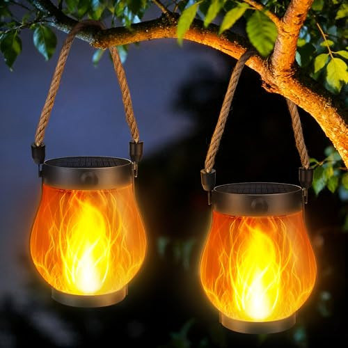JYOIAT SOLAR LANTERNS DUAL CHARGING MODES SOLAR USB WATERPROOF 2 PACK - WHITE