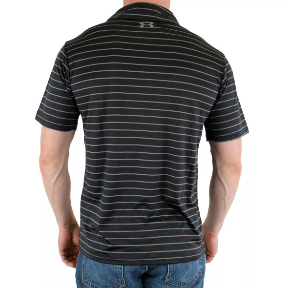 UNDER ARMOUR MEN'S PLAYOFF POLO SHORT SLEEVE GOLF SHIRT - LARGE - BLACK STRIPE New