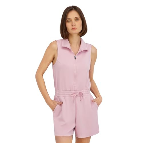SPYDER WOMEN'S HARMONY SCUBA KNIT FRENCH TERRY SLEEVELESS ROMPER M - LILAC New