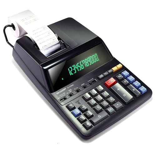 SHARP 12-DIGIT PRINT CALCULATOR DESKTOP SIZE BRIGHT DISPLAY EL-2196BL - BLACK