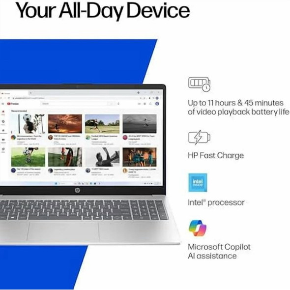 HP 15-fd0001dx 15.6" HD Laptop PC, Intel N100, 4GB Ram, 128GB UFS W11H