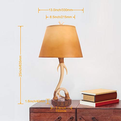 BONCOO ANTLER RUSTIC TABLE LAMP USB PORT 8W 2700K LED BULB INCLUDED - Brown