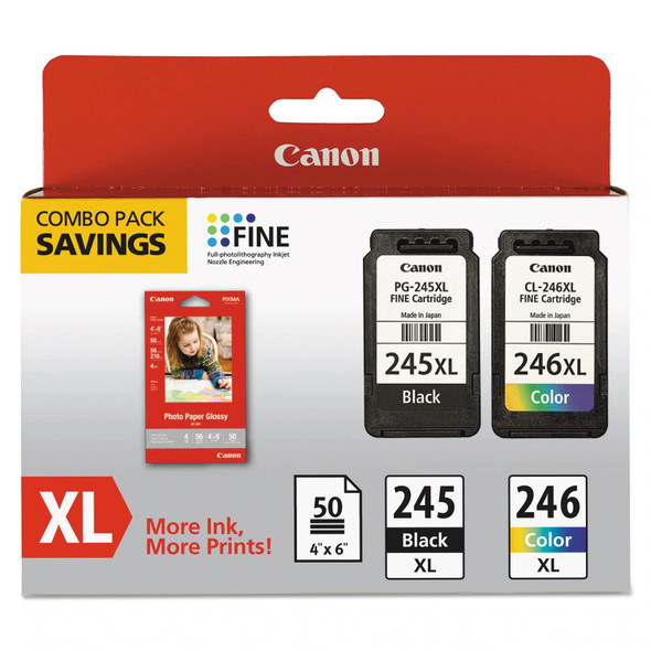 CANON PG-245XL/CL-246XL INK AMP PAPER COMBO PACK - BLK/TRI-COLOR New