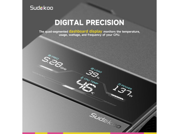 Sudokoo SK700V AM5-Designated CPU Air Cooler, Single Tower, 7 Heatpipes, Digital
